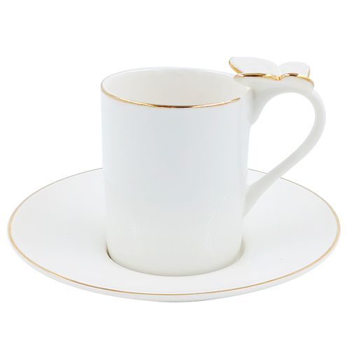 Jogo de Xícaras Ramoudie Borda Dourada 8 Peças 100ml em Porcelana Fullfit