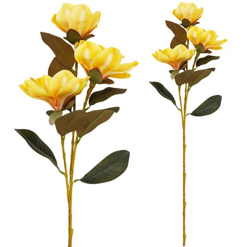 Haste Magnólia Amarela Artificial 80cm em Plástico Bella Garden