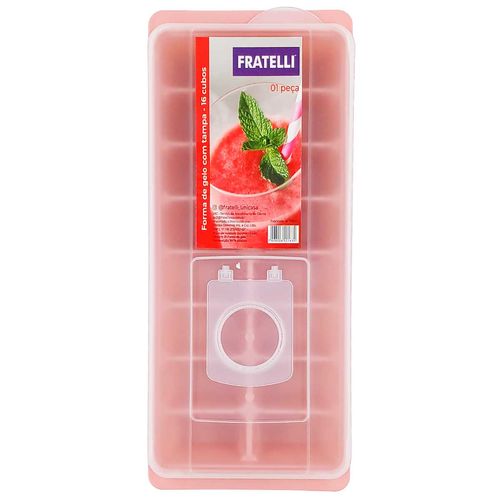 Forma de Gelo C/ Tampa 16 Cubos 25x10cm em Plástico Fratelli
