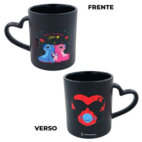 Caneca Magic Stitch e Angel 300ml em Cerâmica Zona Criativa