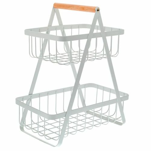 Fruteira de Mesa C/ 2 Andares 22cm em Metal Fu Xing