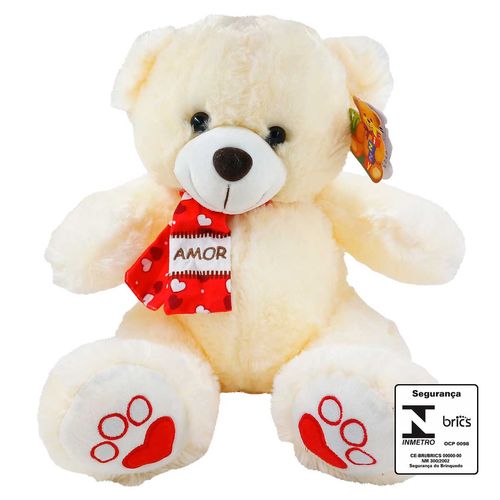 Urso de Pelúcia C/ Cachecol 33cm em Poliéster Fizzy