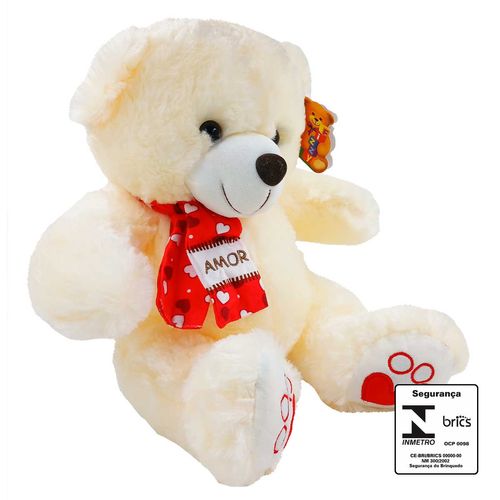 Urso de Pelúcia C/ Cachecol 33cm em Poliéster Fizzy