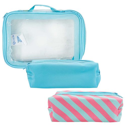 Kit Nécessaire C/ Alça 3 peças em PVC Qualis