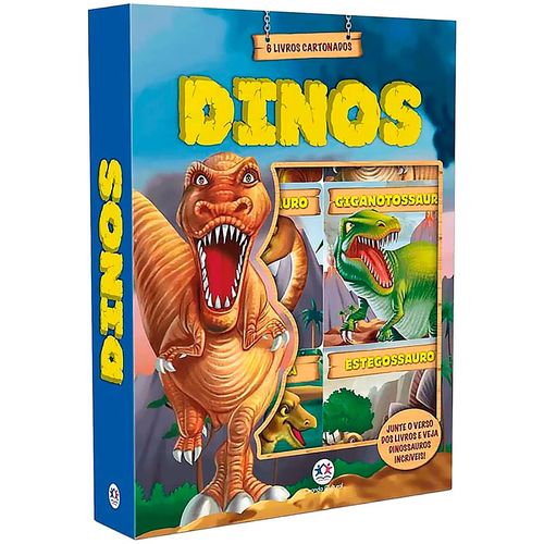 Livro Box Dinos 6 Peças 23x17cm em Papel Magic Kids