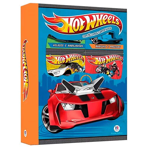 Livro Box Hot Wheels 6 Peças 23x17cm em Papel Magic Kids