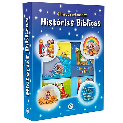 Livro Box Histórias Bíblicas 6 Peças 23x17cm em Papel Magic Kids