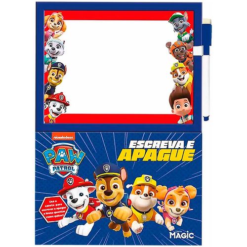 Livro Escreva E Apague C/ Lousa Patrulha Canina 31x21cm em Papel Magic Kids