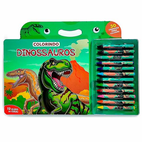Livro Colorindo Dinossauros C/ Giz De Cera 32x24cm em Papel Magic Kids