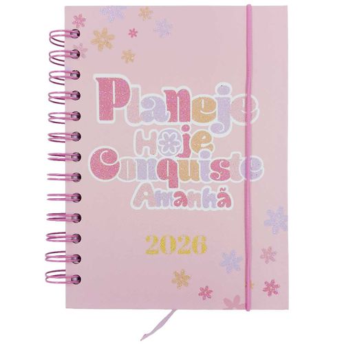 Agenda 2026 Rose Glitter 13,7x19cm em Papel Dcarte