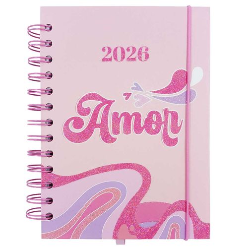Agenda 2026 Rose Glitter 13,7x19cm em Papel Dcarte