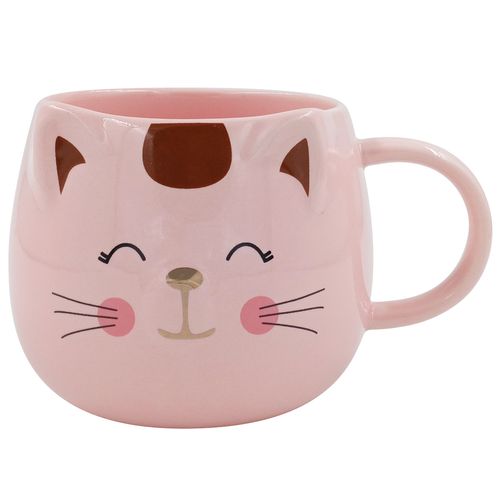 Caneca Gato 480ml em Cerâmica Lila Cosméticos