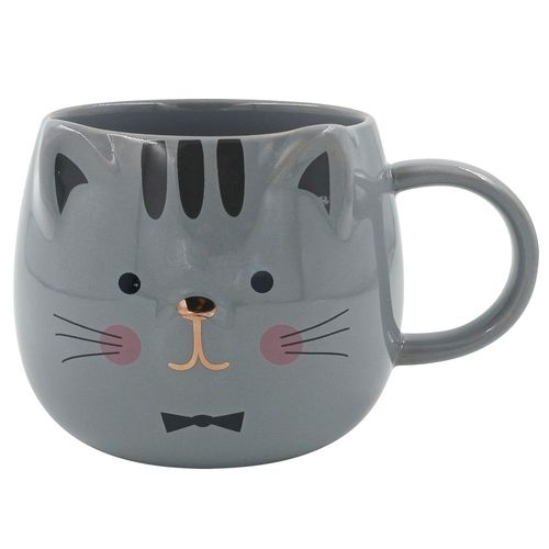 Caneca Gato 480ml em Cerâmica Lila Cosméticos