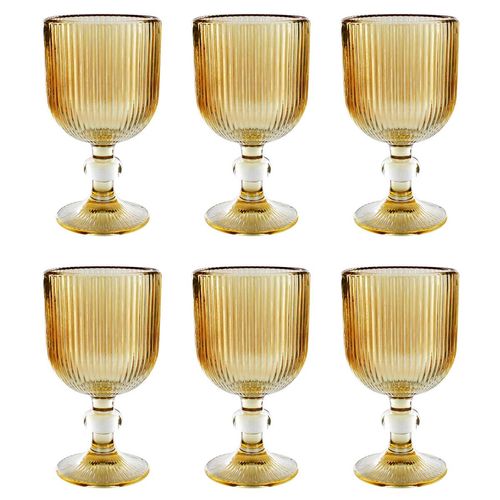 Jogo de Taças Lotus Gold 6 Peças 270ml em Vidro Wincy