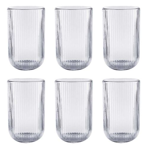 Jogo de Copos Camelia Clear Gold 6 Peças 420ml em Vidro Wincy