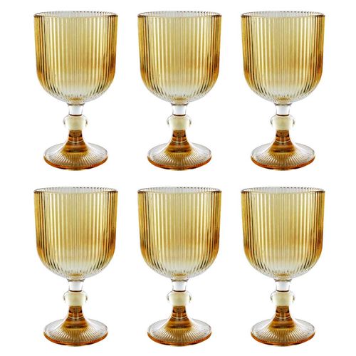 Jogo de Taças Fresia Gold 6 Peças 350ml em Vidro Wincy