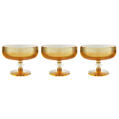 Jogo de Taças P/ Sobremesa Arabis Gold 3 Peças 280ml em Vidro Wincy