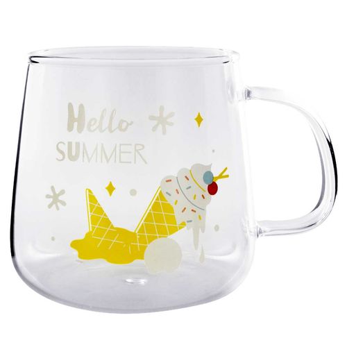 Caneca Sorvete C/ Tampa Bambu 480ml em Vidro Lila Cosméticos