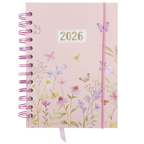 Agenda 2026 Borboleta e Flores 13,7x19cm em Papel Dcarte