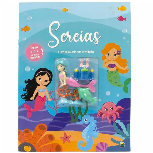 Livro Aventuras C/ Borrachas Sereias 28cm em Papel Todo Livro