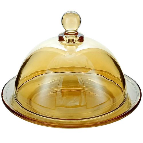 Queijeira Âmbar 14x10cm em Vidro Kehome
