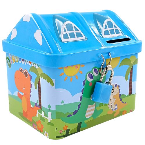Cofrinho Dinossauro C/ Cadeado 9x11cm em Metal Interponte