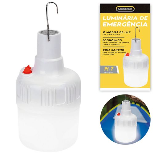 Luminária de Emergência C/ Gancho 14x7cm em Plástico Merrick