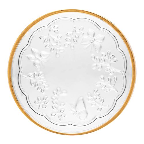 Jogo de Prato New Butterfly C/ Fio de Ouro 6 Peças 11cm em Vidro Lyor