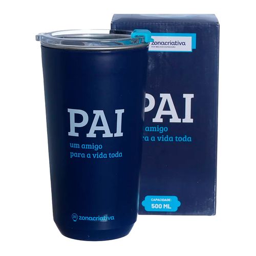 Copo Sky C/ Tampa Pai 500ml em Aço Inox Zona Criativa