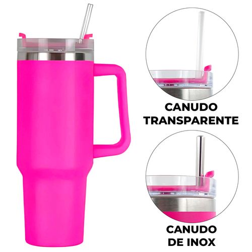 Canecão Térmico C/ Canudo 1200ml em Aço Inox Golden Rio