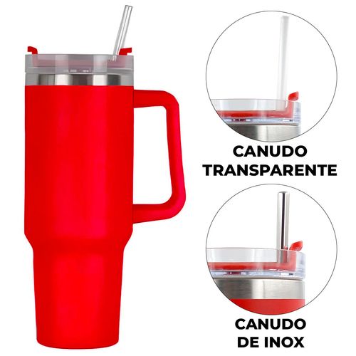 Canecão Térmico C/ Canudo 1200ml em Aço Inox Golden Rio