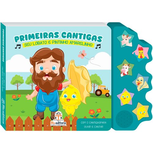 Livro Musical Primeiras Cantigas Seu Lobato 24x17cm em Papel Blu Editora