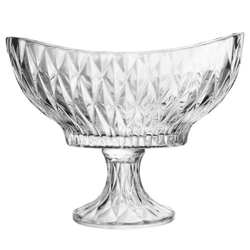 Centro de Mesa C/ Pé Diamond 28cm em Vidro Lyor
