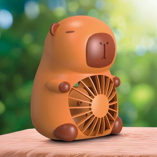 Mini Ventilador Capivara Portátil 12x8cm em Plástico Charti