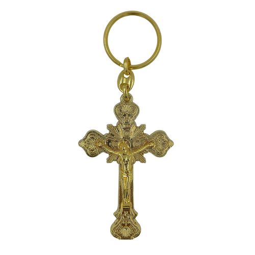Chaveiro Crucifixo Jesus 7,5cm em Metal Taimes