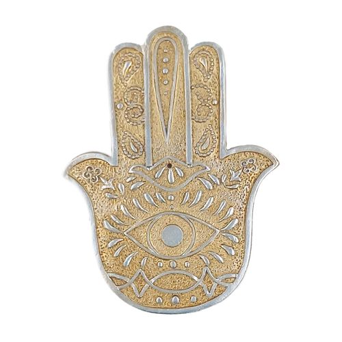 Porta Incenso Mão Hamsa 11,5cm em Resina Brascontinental