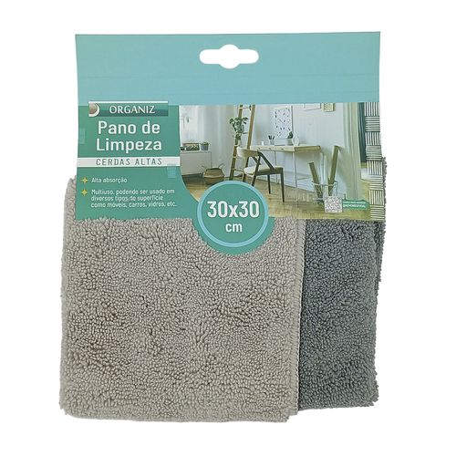 Jogo de Pano P/ Limpeza 2 Peças 30x30cm em Microfibra Kehome
