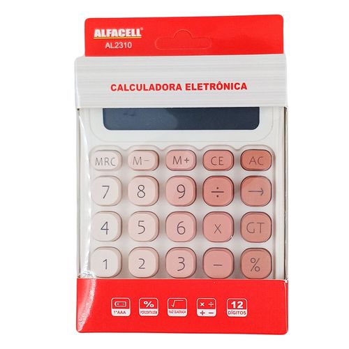 Calculadora de Mesa 12 Dígitos Color 14x10cm em Plástico Alfacell
