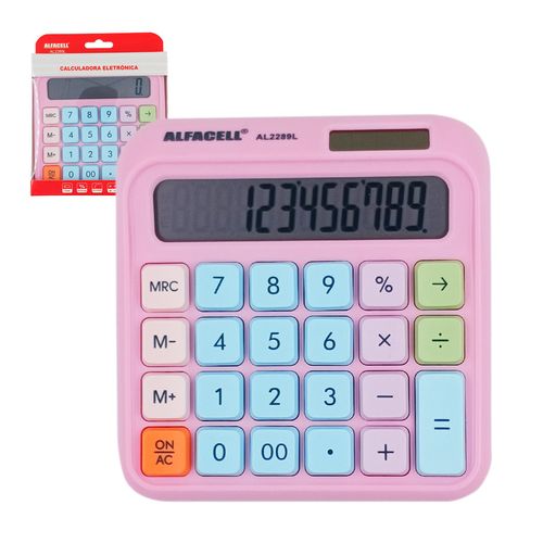 Calculadora de Mesa 12 Dígitos Color 14x13cm em Plástico Alfacell