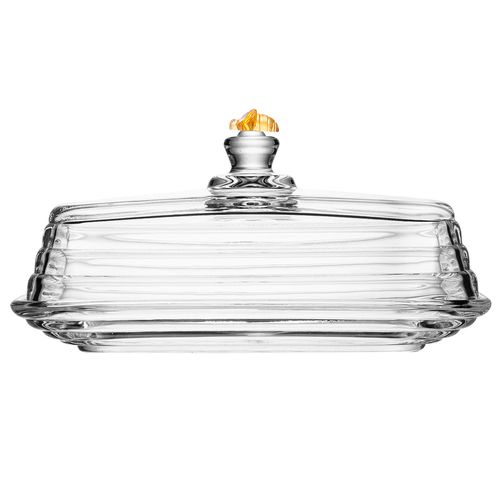 Manteigueira C/ Tampa Little Bee 18x9,5cm em Cristal Lyor