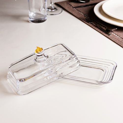 Manteigueira C/ Tampa Little Bee 18x9,5cm em Cristal Lyor
