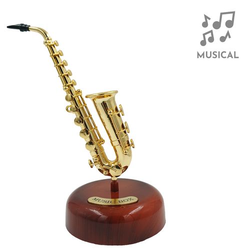 Caixa de Música Saxofone Decorativa 22cm em Plástico Casa Sorte