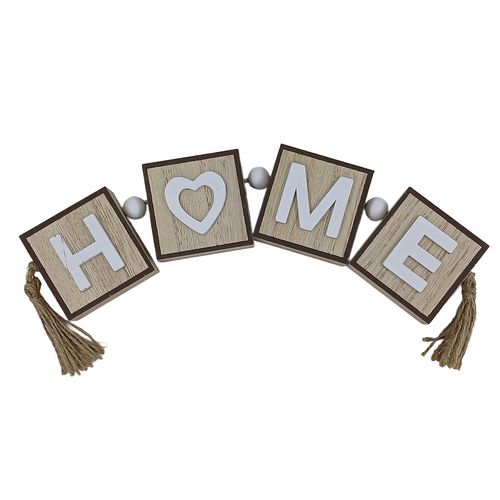 Palavra Home Decorativa 28,5cm em Madeira Casa Sorte