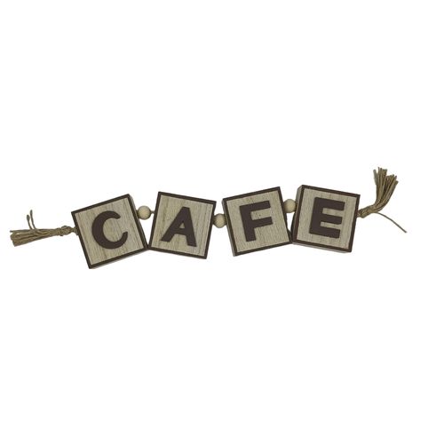 Palavra Café Decorativa 28,5cm em Madeira Casa Sorte