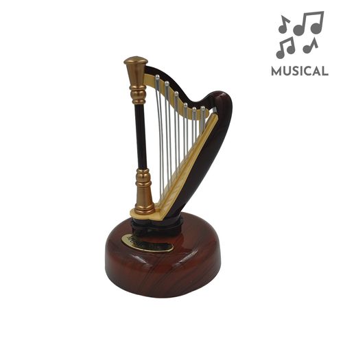 Caixa Musical Harpa Decorativa 18cm em Plástico Casa Sorte