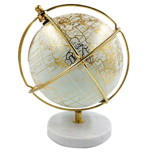 Globo Terrestre C/ Base Mármore 19x15cm em Plástico Mai Home