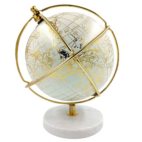 Globo Terrestre C/ Base Mármore 19x15cm em Plástico Mai Home