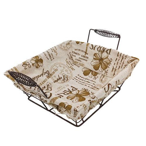 Cesta Quadrada P/ Pães 22x7,5cm em Metal Casita