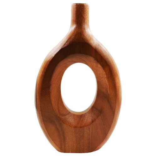 Vaso Redondo Decorativo 33cm em Madeira Mai Home