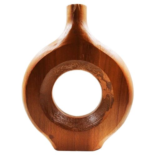 Vaso Redondo Decorativo 27cm em Madeira Mai Home